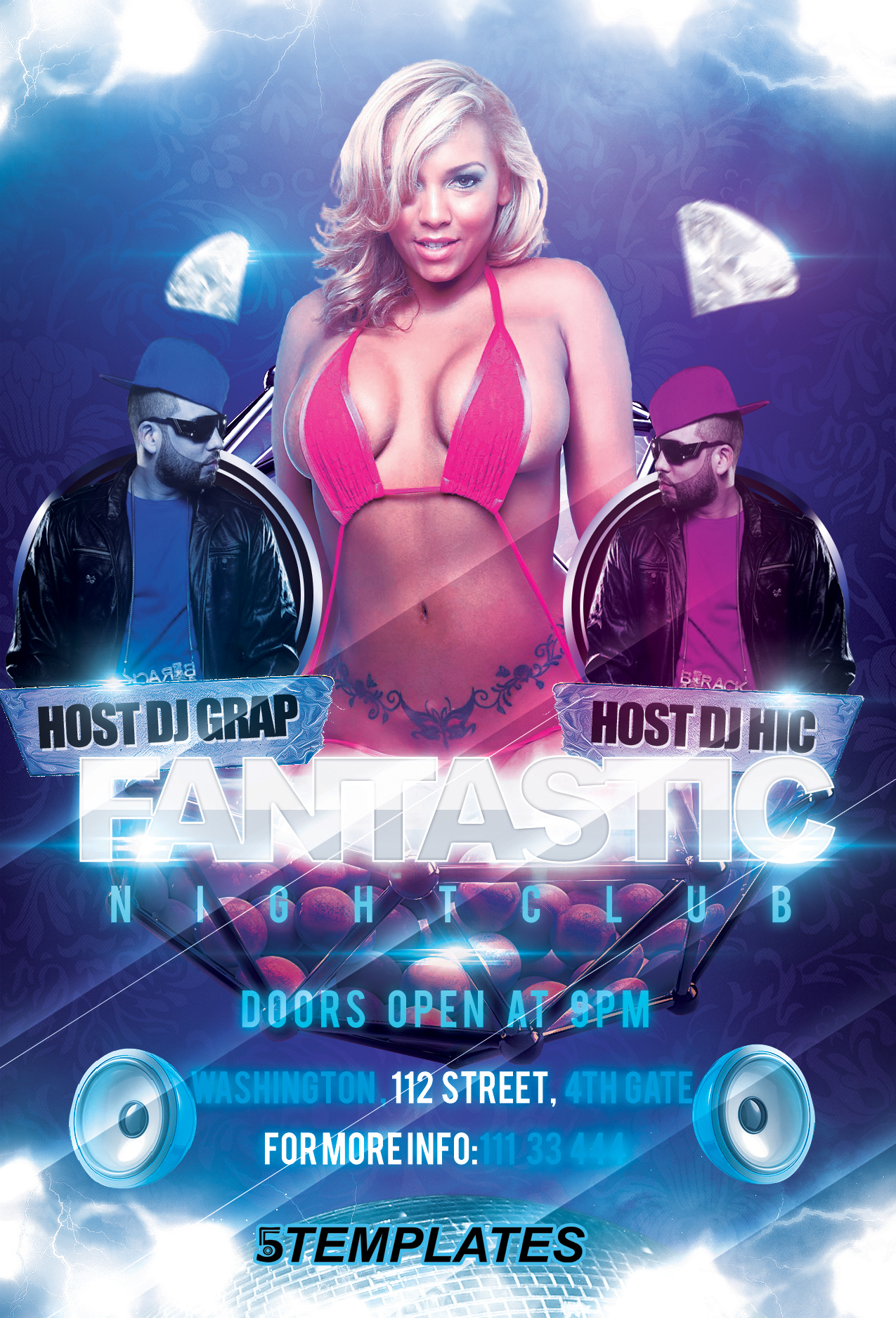 Fantastic Night Party Flyer FREE PSD Template