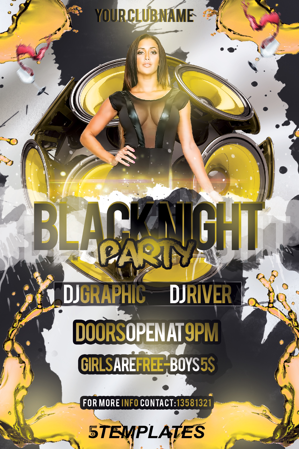 Black Night Flyer Free PSD Template