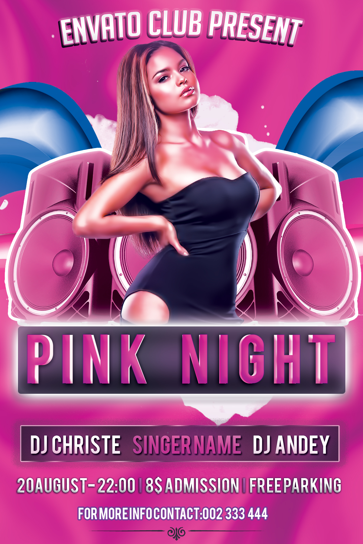 Pink Night Flyer Free PSD Template