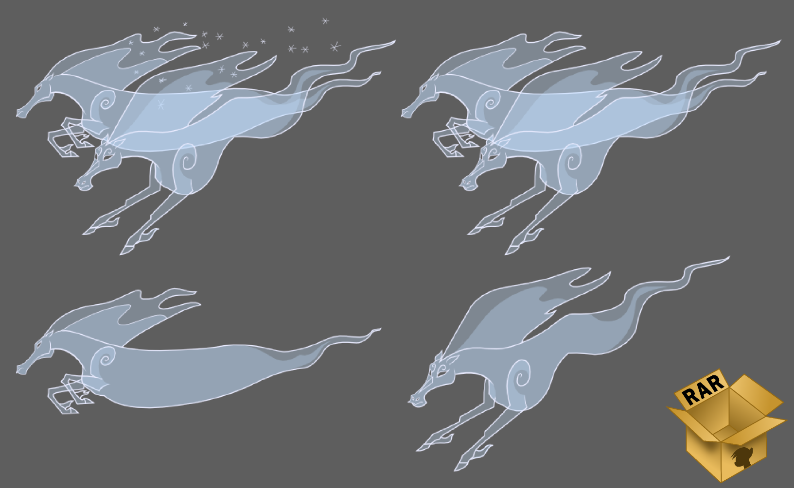 Elemental Ghost Horses from OUTER SPACE Vector