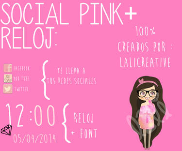 Social Pink+ RelojPinck Skin para xWidget