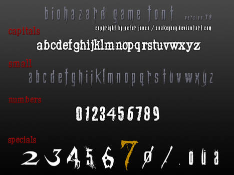 Resident Evil / Biohazard Game Font version 7.8