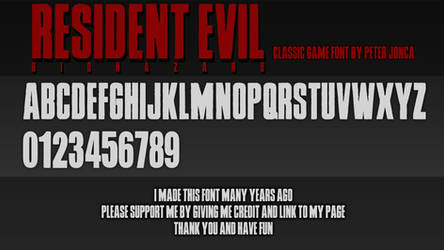 Resident Evil Classic Game Font