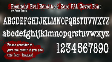 Resident Evil Remake and Zero PAL Cover Font