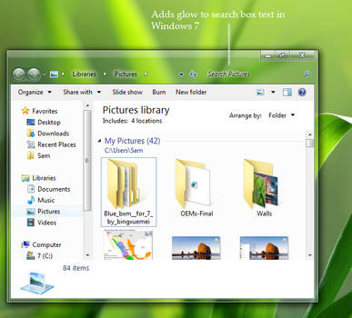 Search bar text glow for Win 7