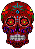 Colored in Mardi Gras skull