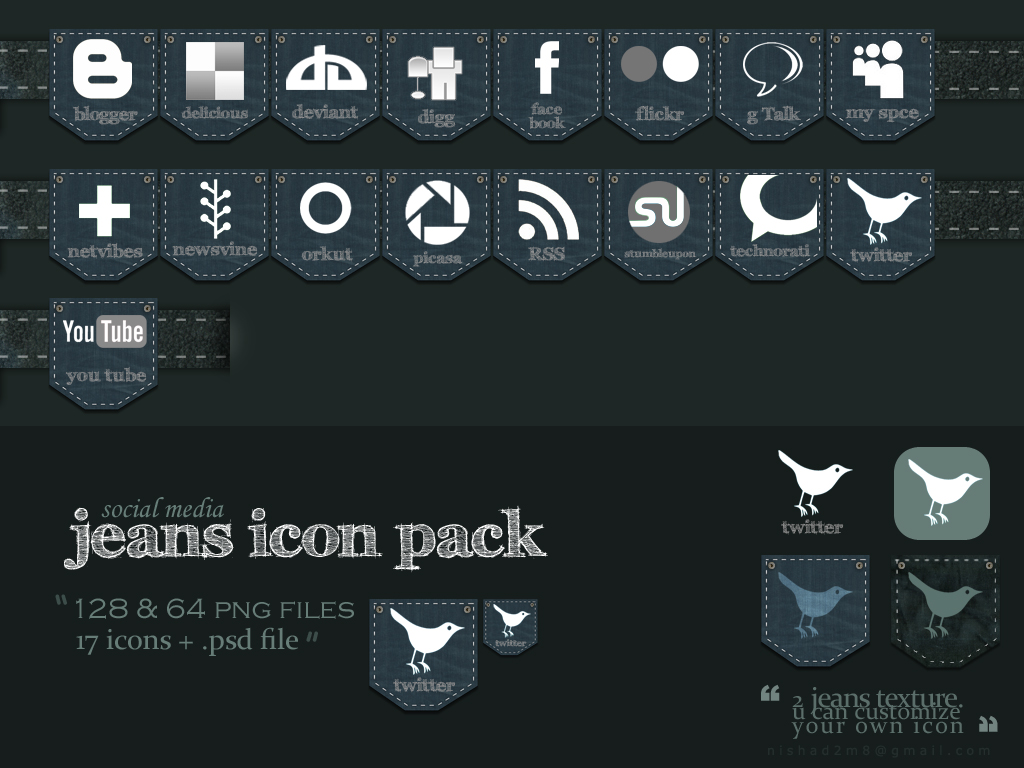 jeans social media icon pack