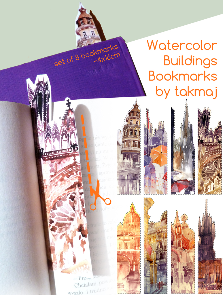 watercolor bookmarks