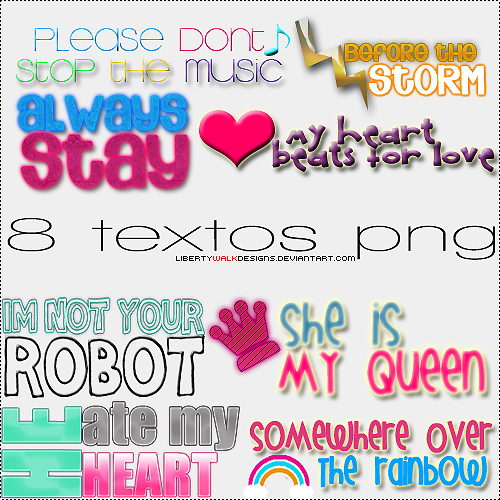 8 textos PNG