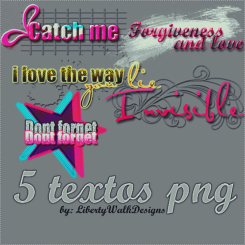 5 textos PNG