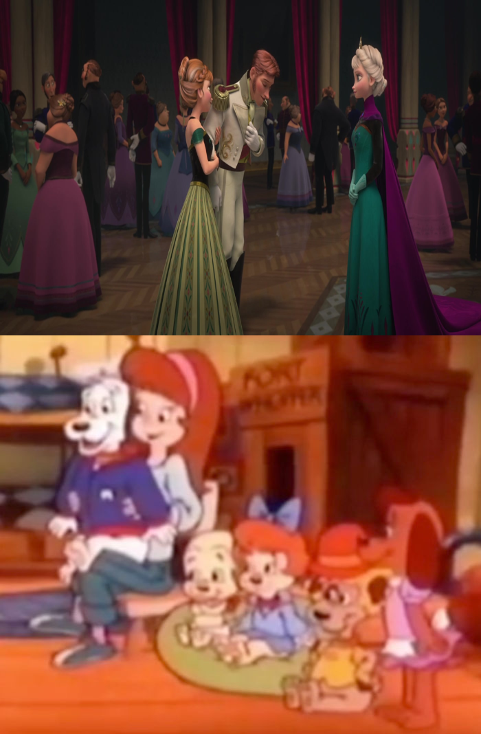 The Pound Puppies and Holly Watching Frozen