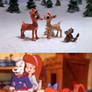 The Pound Puppies and Holly watching Rudolph
