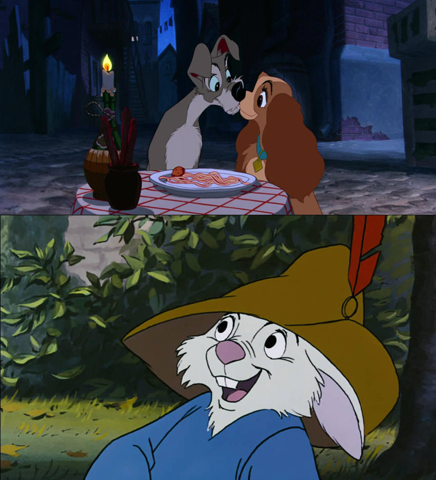 Lady and Tramp's Kiss Amuses Skippy Rabbit by Msoares12 on DeviantArt