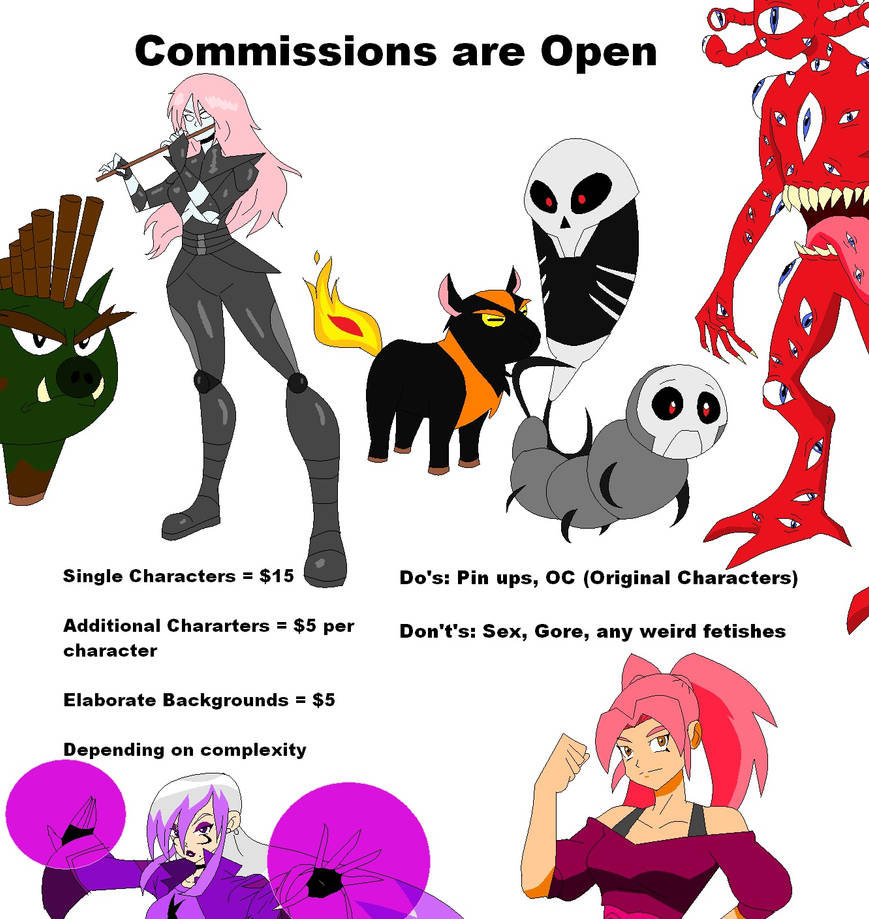Object Commissions Characters Commission list by Hertion333 on DeviantArt