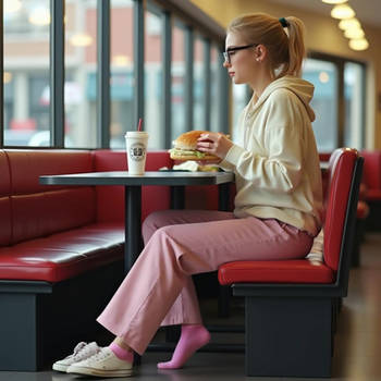 Girl walks in pink socks animated