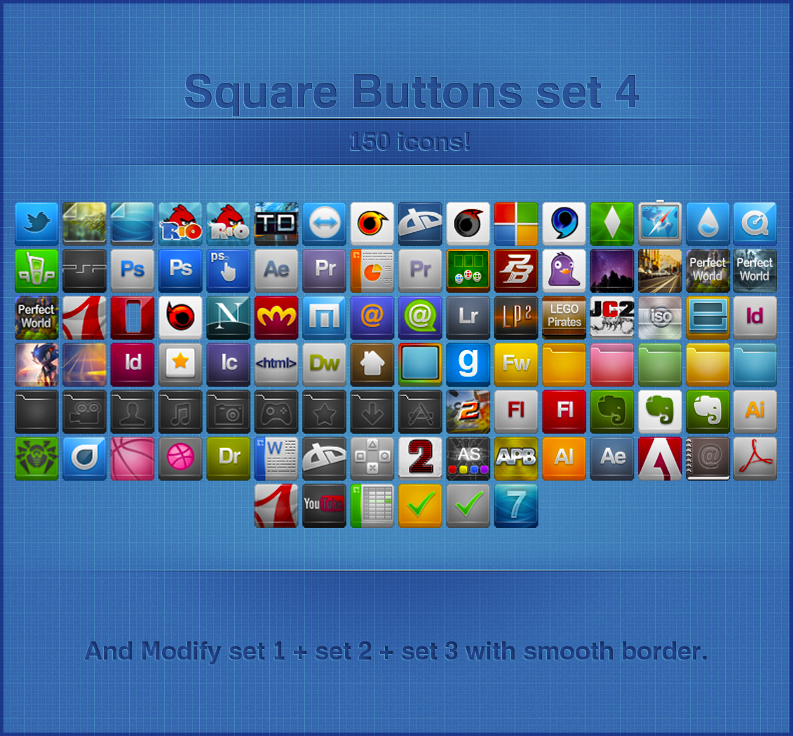 Square Buttons 48 px Set 4