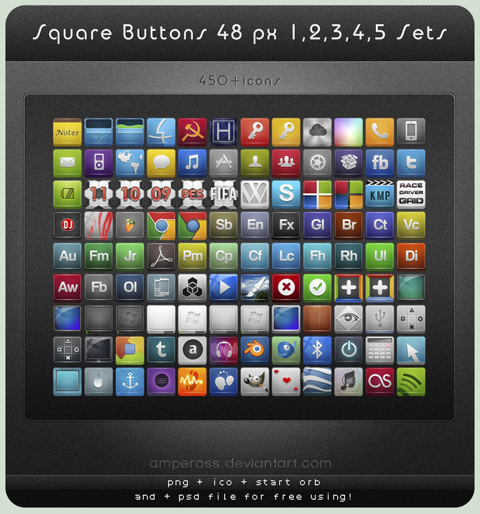 Square Buttons 48 px Sets 1-5