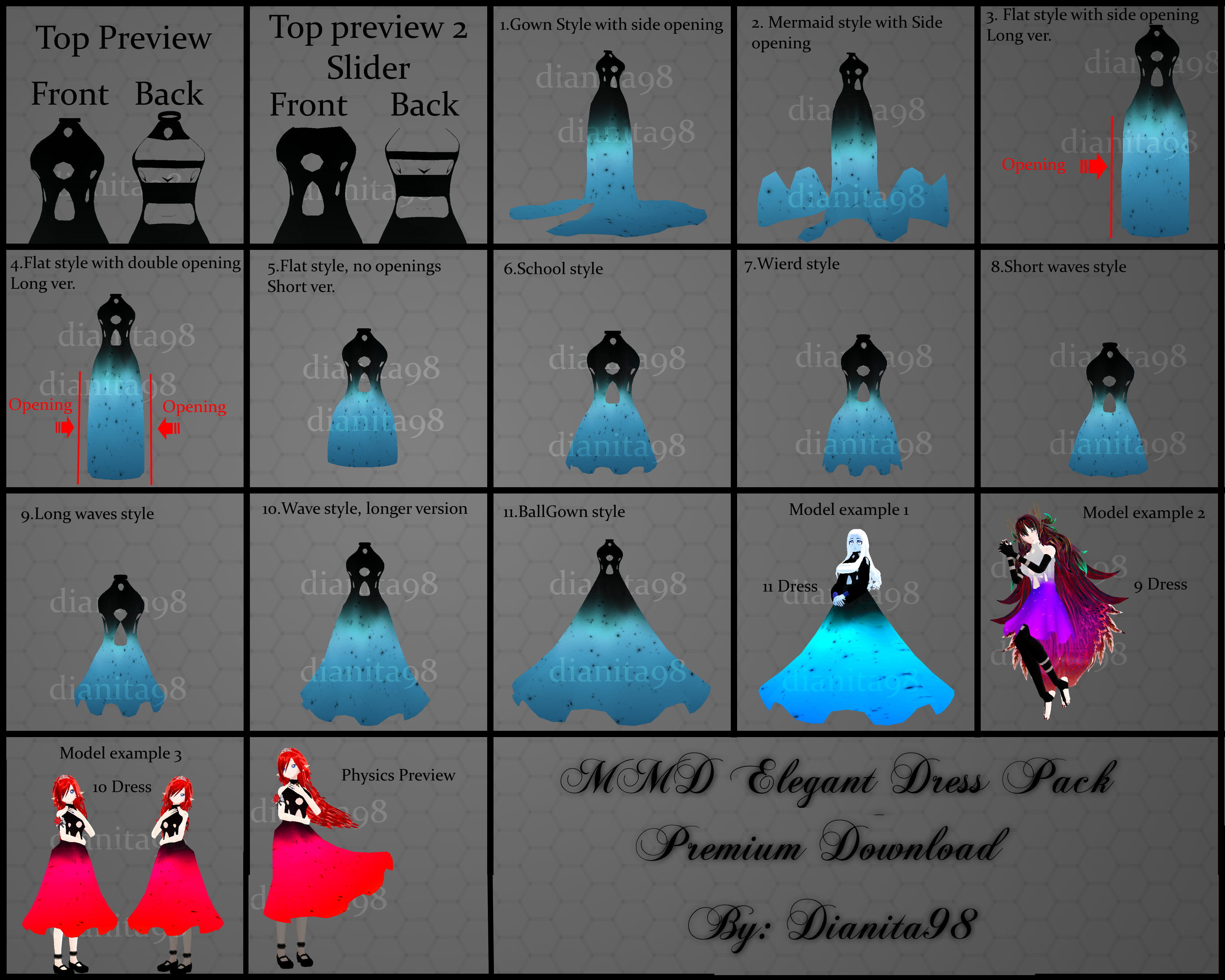 MMD Elegant Dress Pack Premium Download by MikuEvalon