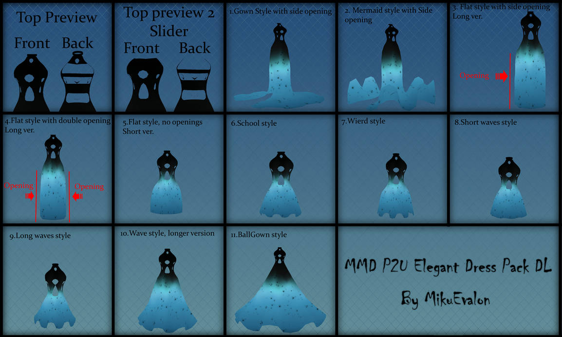 MMD P2U Elegant Dress Pack DL by MikuEvalon on DeviantArt