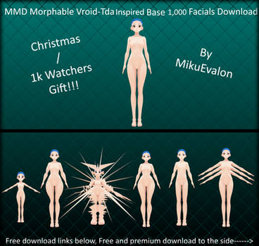 MMD Morphable Vroid Base 1k Facials Download Pack