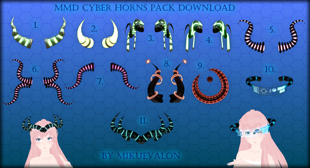 MMD Cyber Horns Pack Download by MikuEvalon on DeviantArt