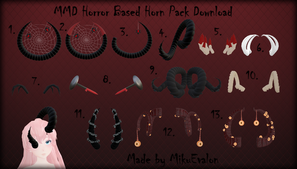 MMD Horror Based Horns Pack Download