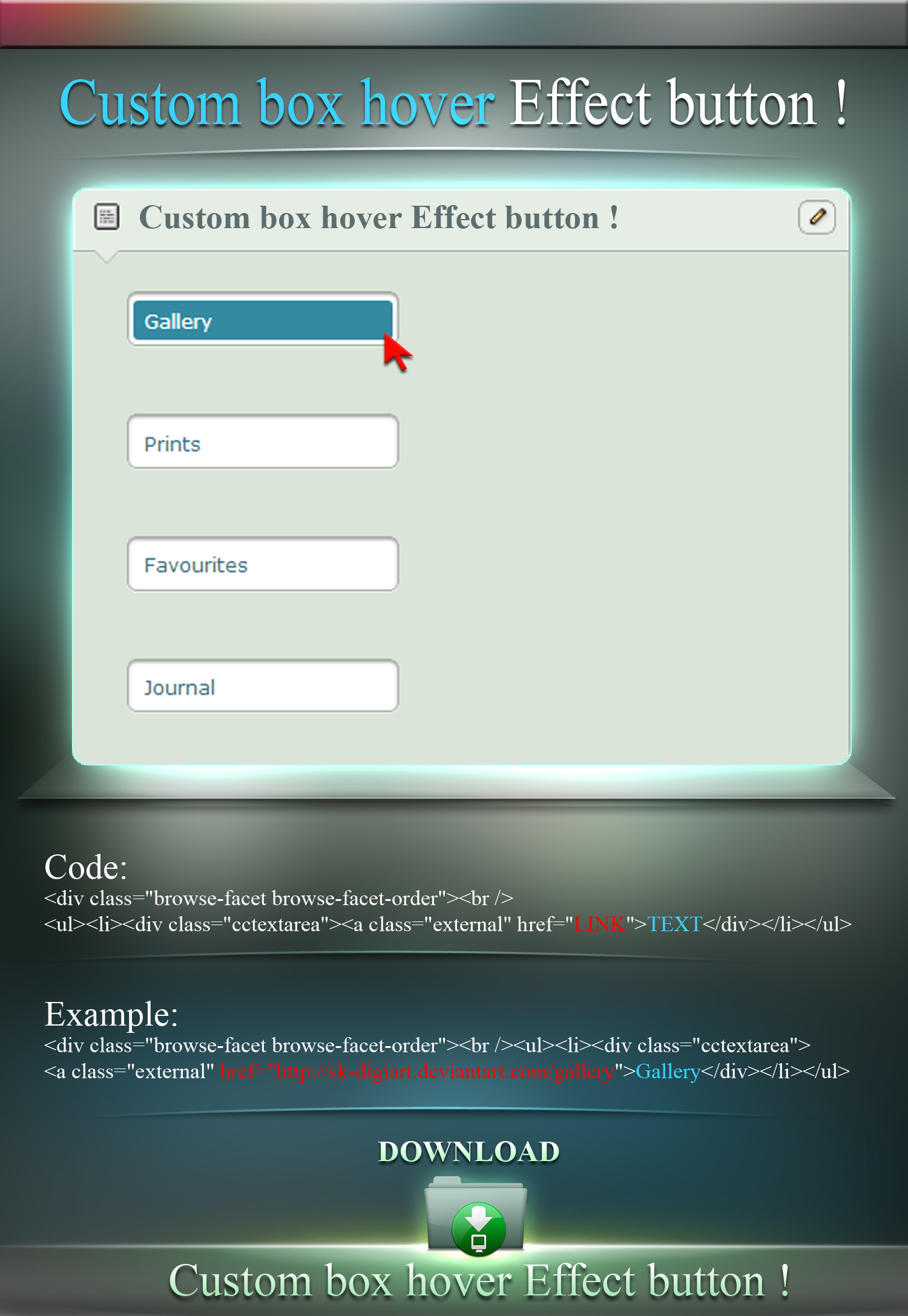 Custom box hover Effect button !