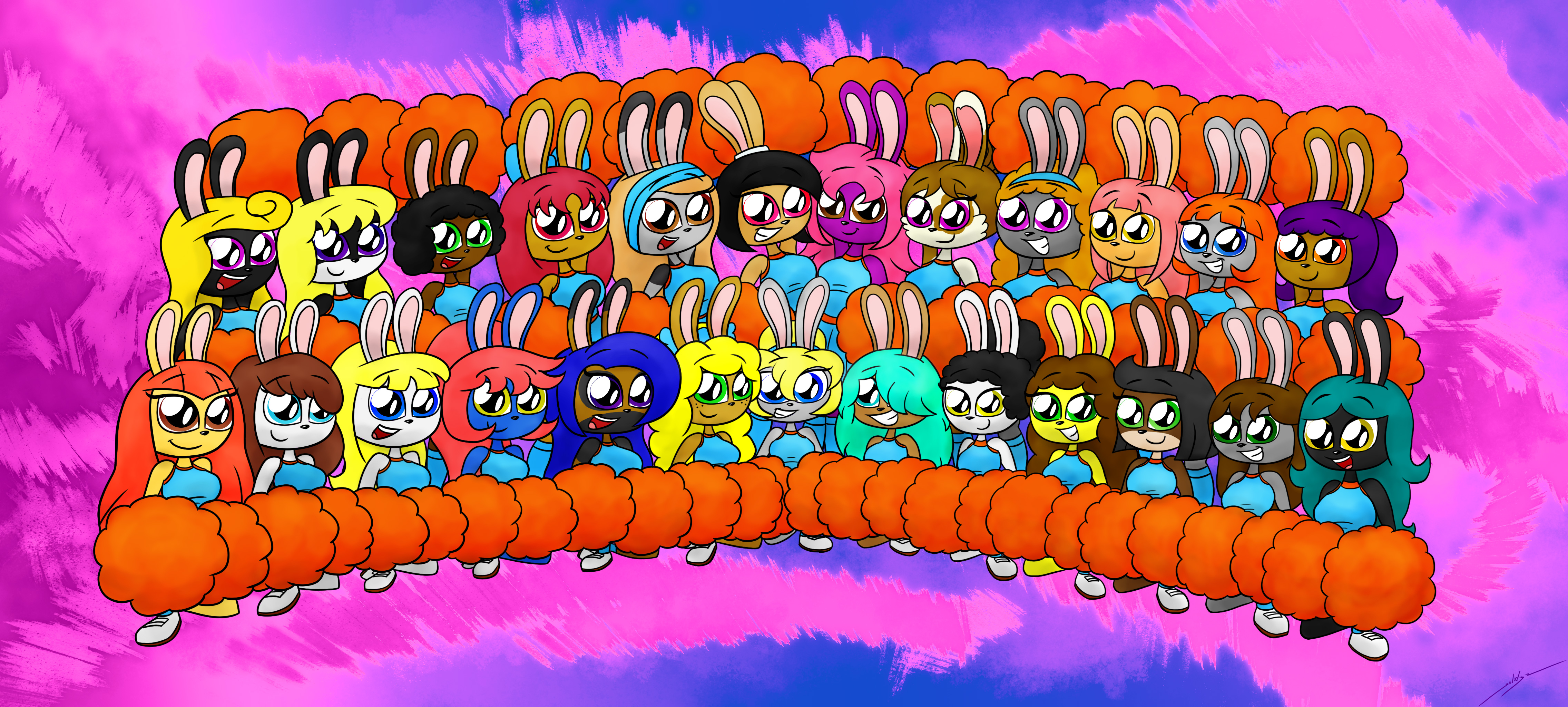 Super Cheerleader Bunny Group by solid32 on DeviantArt