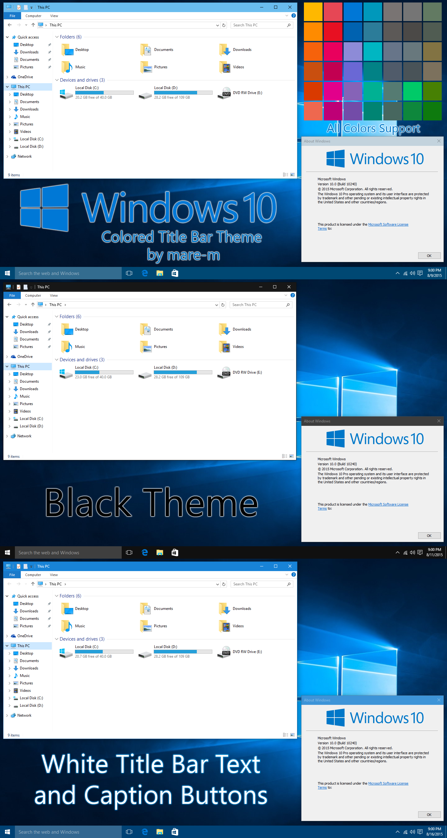 Colored Title Bar Theme for Windows 10