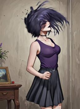 Goth Girl bangs head 