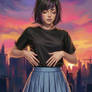 Asian girl painting come to life