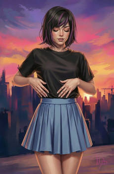Asian girl painting come to life