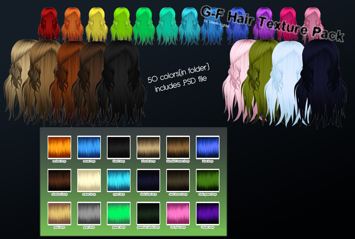 MMD G-F hair texture pack+DL