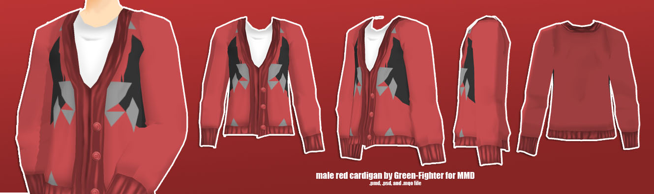 male red cardigan for MMD +DL