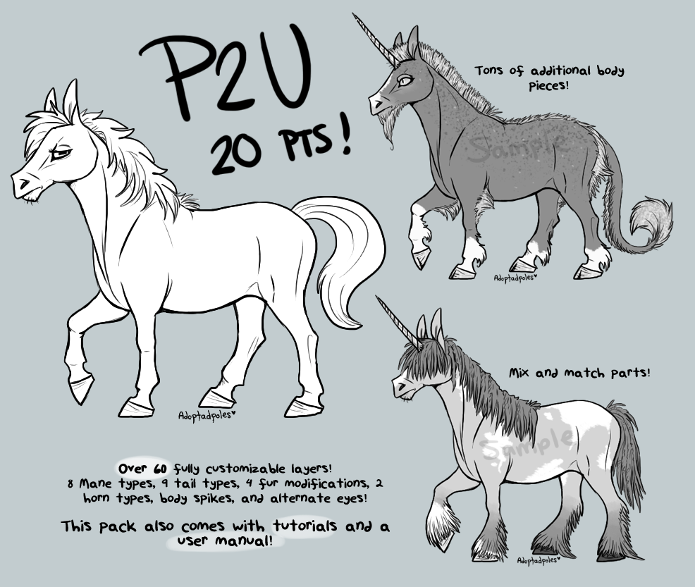 P2U Horse Adoptable Base SuperPack by Adoptadpoles on DeviantArt