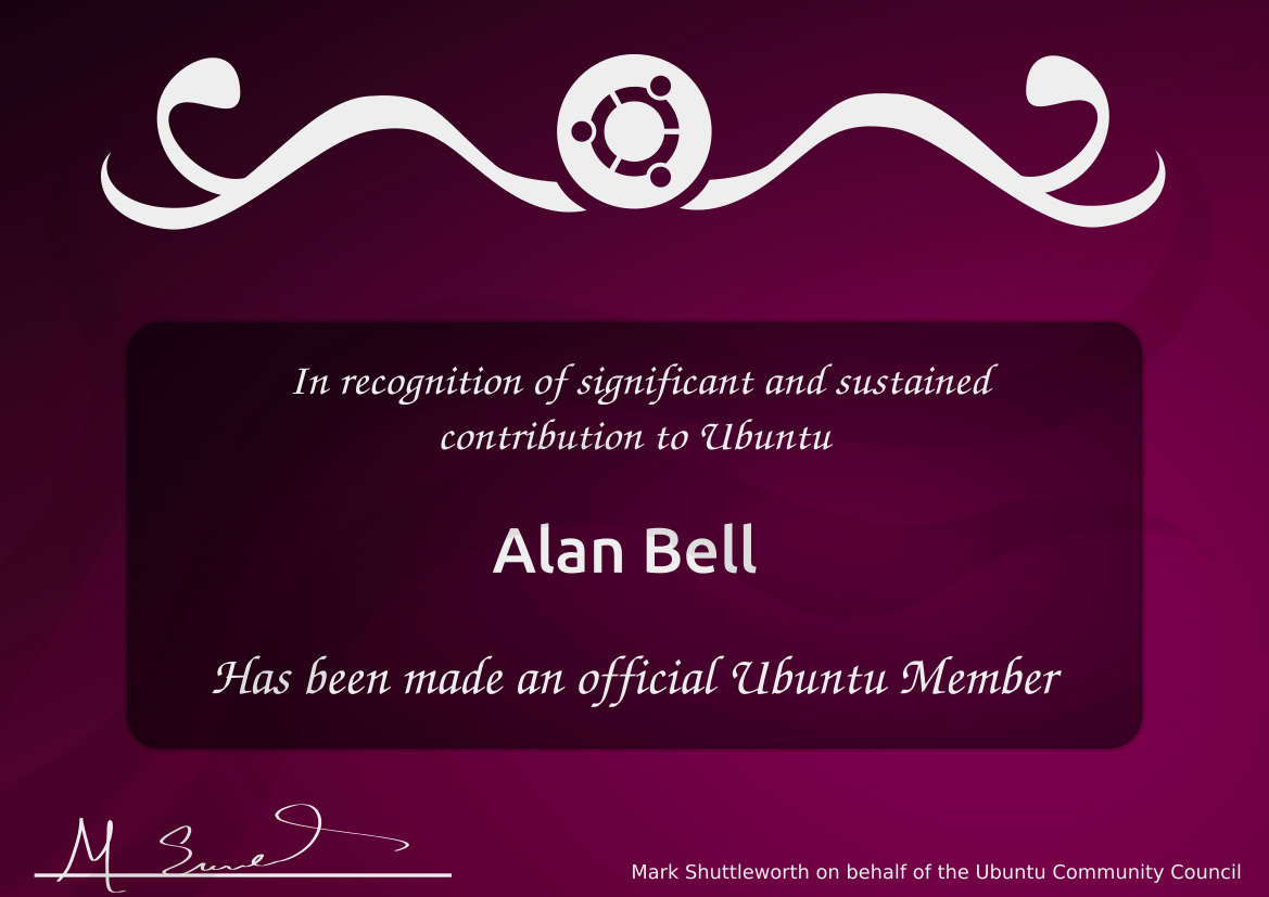 Ubuntu Membership Certificate