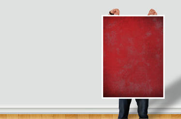 Man Holding Poster - PSD DOWNLOAD