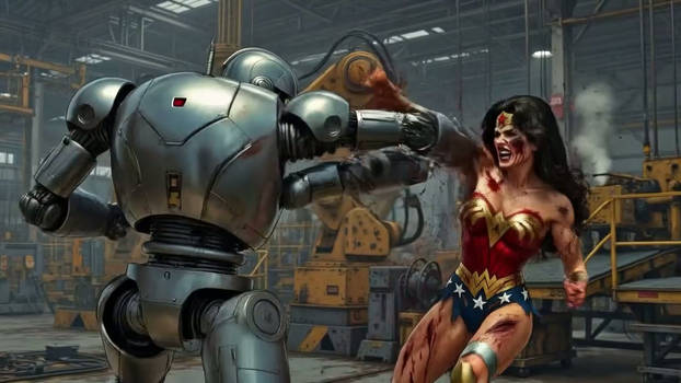Wonder Woman - Losing against a 4 armed robot