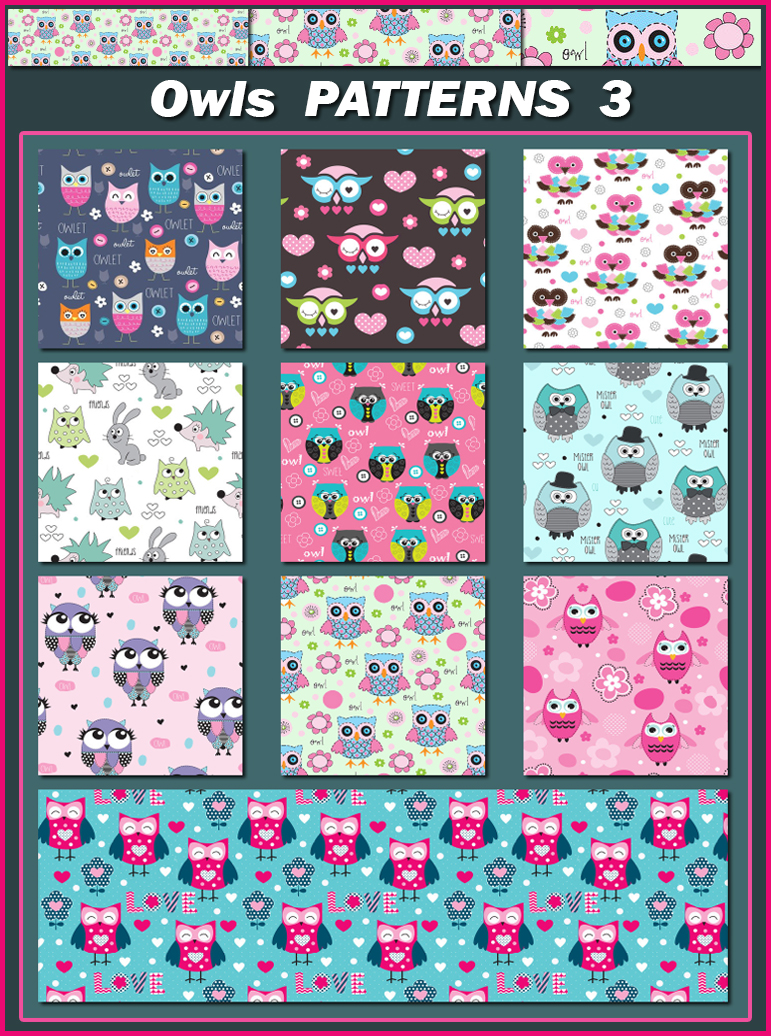 Owls PATTERNS 3 by Laurent-Dubus on DeviantArt