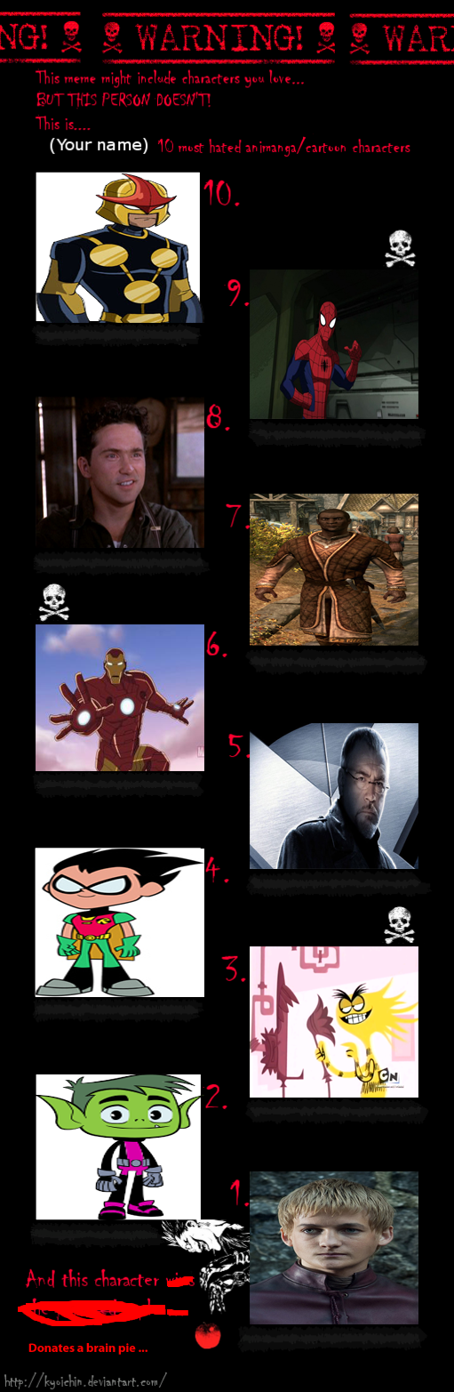 My Top 10 Worst Fictional Characters By Hammerheadm 4 On DeviantArt