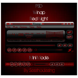 PSD Red Night winamp Interface
