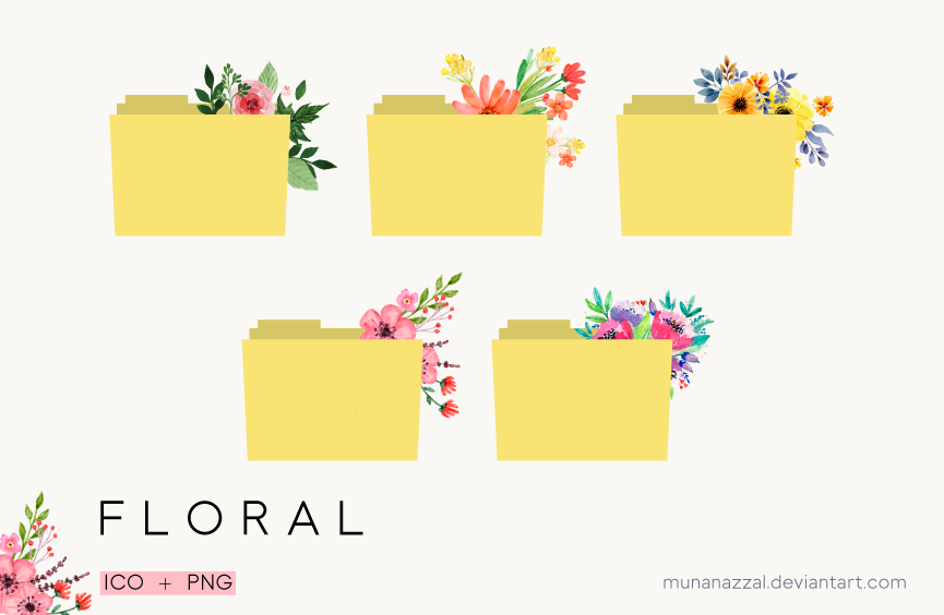 Free Floral Folders icons set by MunaNazzal on DeviantArt