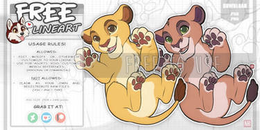 FREE TO USE: Lion cub floating x2line (cartoony)