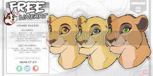 FREE TO USE: Lioness headshot x3lines (Cartoony)