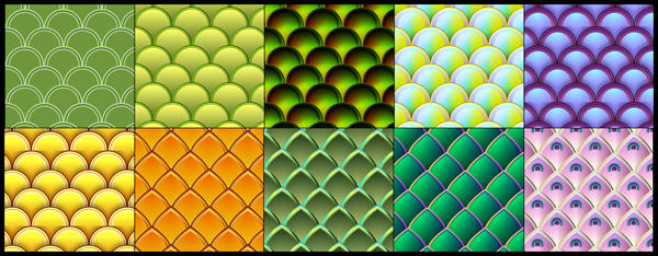 10 vector fish and serpent scale patterns