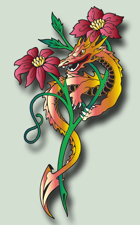 Dragon w Flower PSD