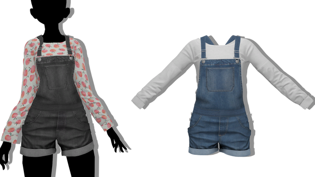 MMD - Sims 4 Cuffed Short Overall