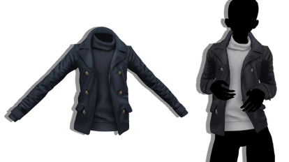 MMD - Sims 4 Navy Pea Coat