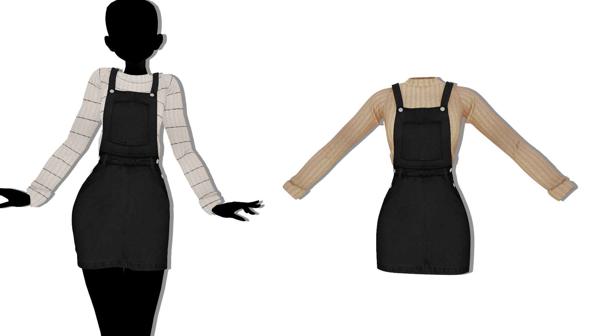 MMD Sims 4 Sweater Overall Dress by fakentrue on DeviantArt