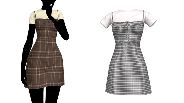 MMD - Sims 4 Plaid Mini Dress
